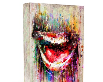 Smile Painting, Mouth Canvas Print, Lips Wall Art