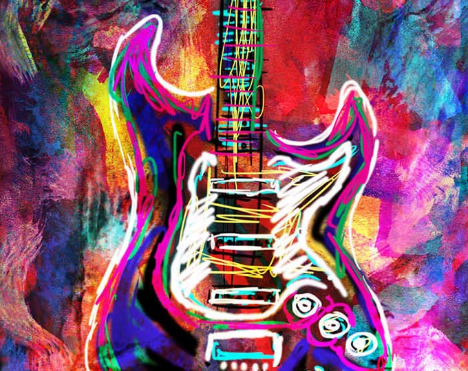 Guitar Art Print, Music art, Rock n Roll, Instrument Art