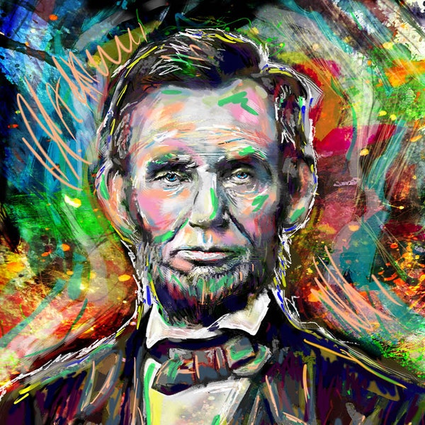Abraham Lincoln Art Print, Abe Lincoln Art, President painting