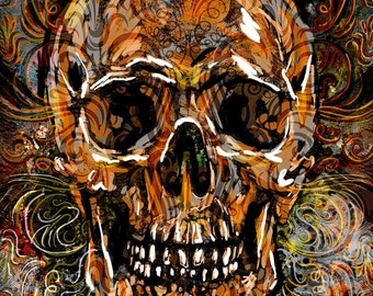 Impresión del arte del cráneo, arte del cráneo del azúcar, pintura del día de los muertos