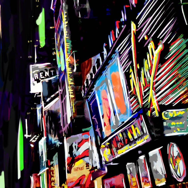 Times Square Art Print New York Art NYC Painting Etsy UK