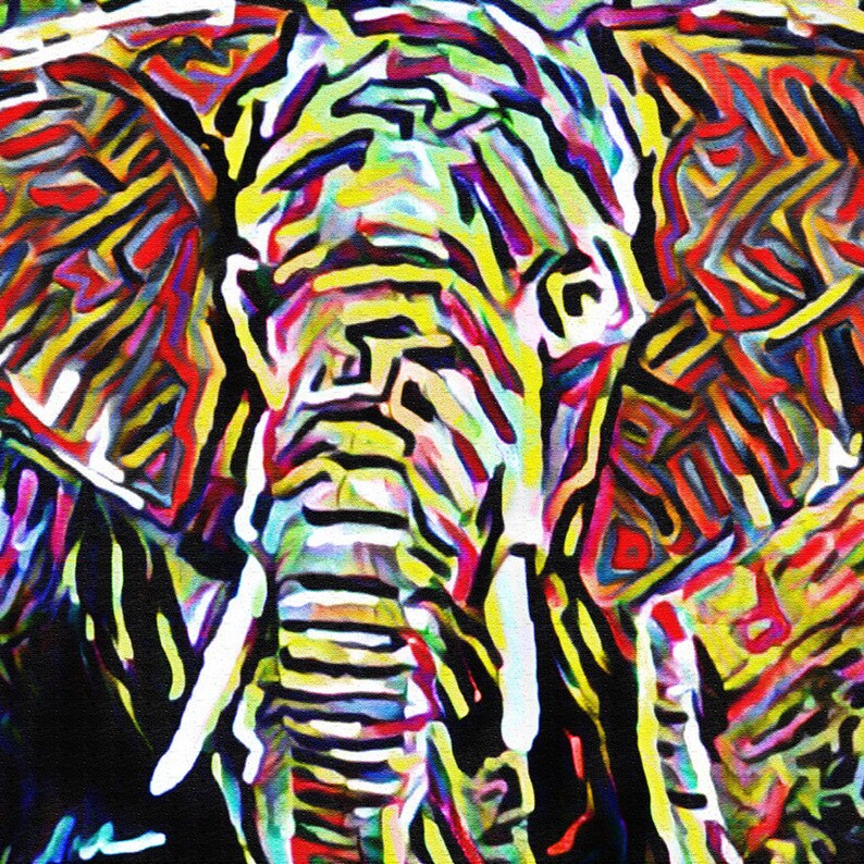 Jungle Canvas Tropical painting Elephant Art