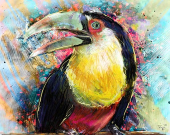 Toucan Art, Bird Painting, Tropical Art