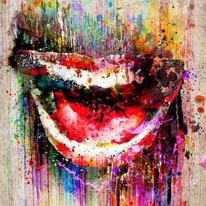 Smile Artwork, Mouth art print, Lips painting