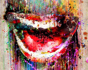 Smile Artwork, Mouth art print, Lips painting