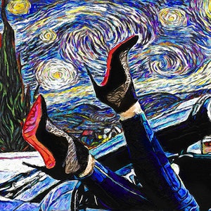 Van Gogh Art, decor Sterrennacht, poster rode stiletto&#39;s, decor vrouwelijk