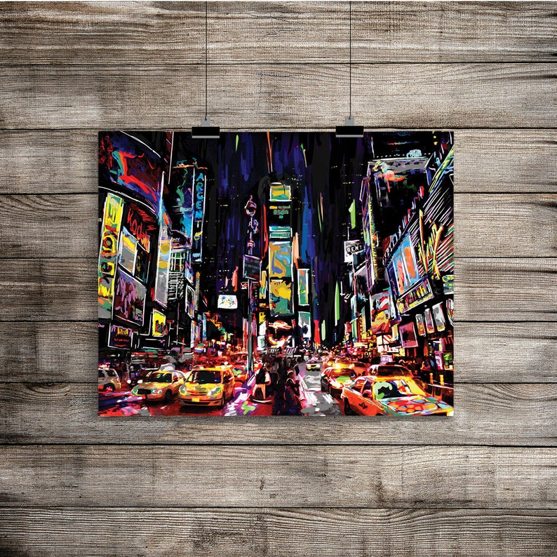 Times Square Art Print New York Art NYC Painting Etsy UK