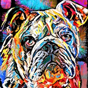 English Bulldog Print, Bulldog Painting, Dog Art Print