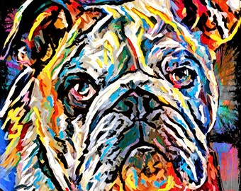 English Bulldog Print, Bulldog Painting, Dog Art Print