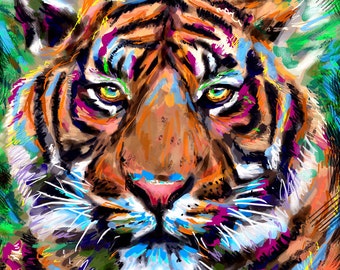 Tiger Art Print, Jungle Art, Wild Animal painting