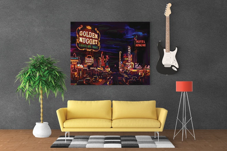 Vegas Painting Old Las Vegas Canvas Vintage Vegas Artwork Etsy