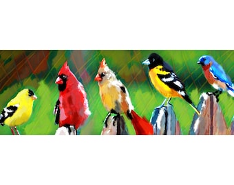 Birds Art Print, Nature art, Colorful Painting