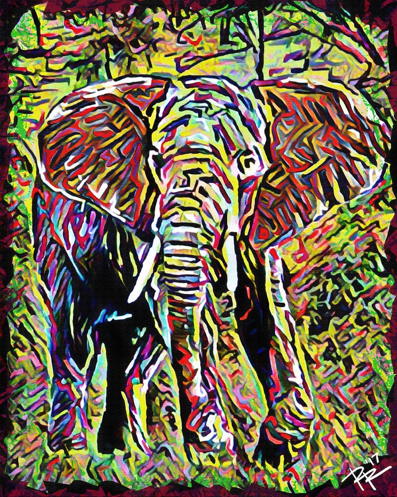 Jungle Canvas Tropical painting Elephant Art