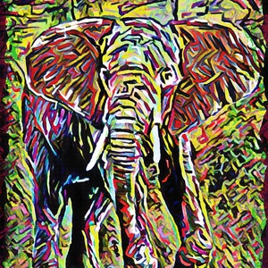 Elephant Art, Jungle Painting, Wildlife Art Print
