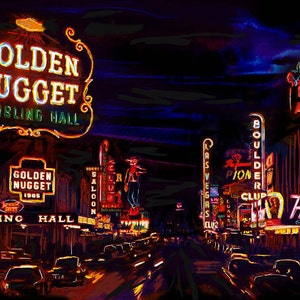 Las Vegas Kunstdruck, Vintage Vegas Kunst, altes Vegas Kunstwerk 20x30&quot;