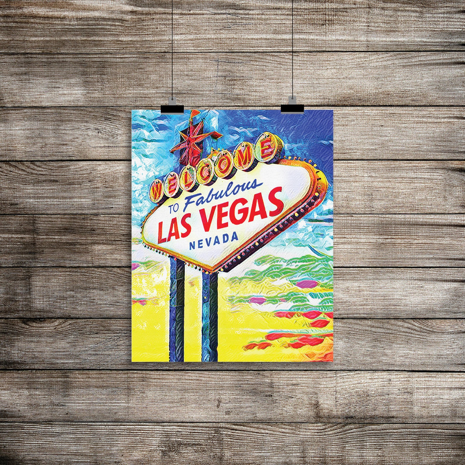 Las Vegas Sign Art Print Viva Vegas art LV Artwork | Etsy