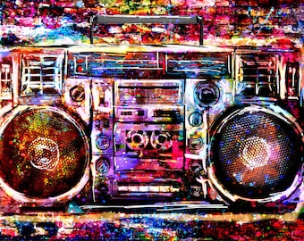 Boombox Art Print, Music art, Radio Artwork