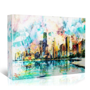 Tableau Chicago, toile sur la ligne d'horizon, oeuvre d'art sur la ville