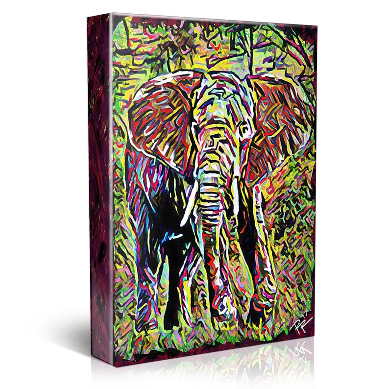 Jungle Canvas Tropical painting Elephant Art