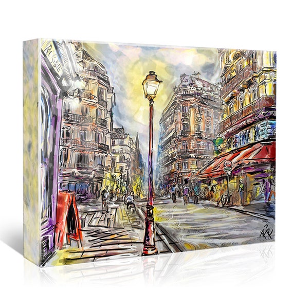 Paris Canvas Art, Cityscape Painting, French Art