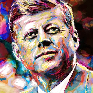 John F Kennedy Art Print, JFK Artwork, President painting