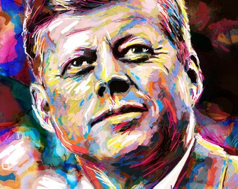 John F Kennedy Art Print, JFK Artwork, President painting