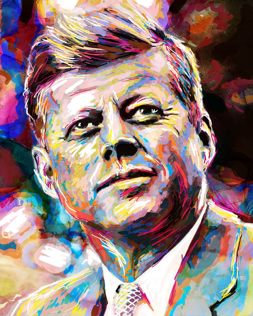 John F Kennedy Art Print, JFK Artwork, President painting