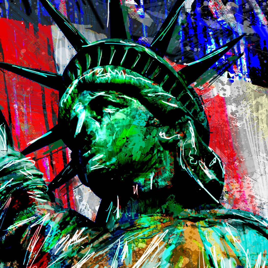 Statue of Liberty Canvas Art USA Canvas American Flag Etsy