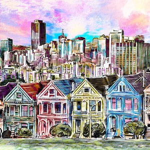 San Francisco Art Print, Skyline art, San Fran Painting