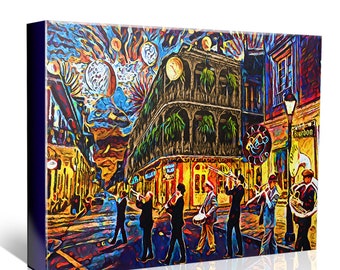 New Orleans Art, Mardi Gras Art, French Quarter Canvas, Cityscape Painting