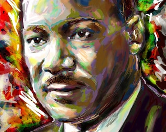Martin Luther King Art Print, MLK art, History Artwork