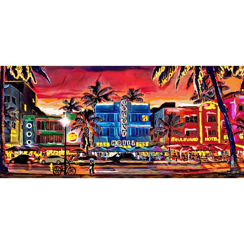 South Beach Art Print Miami Art Colorful Beach Painting Etsy
