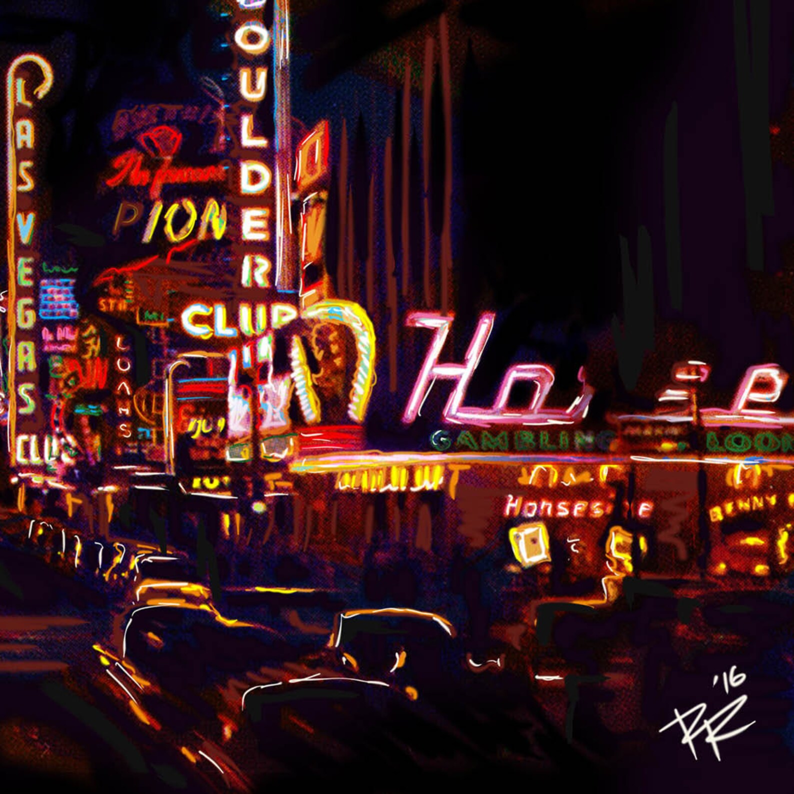 Vegas Painting Old Las Vegas Canvas Vintage Vegas Artwork Etsy