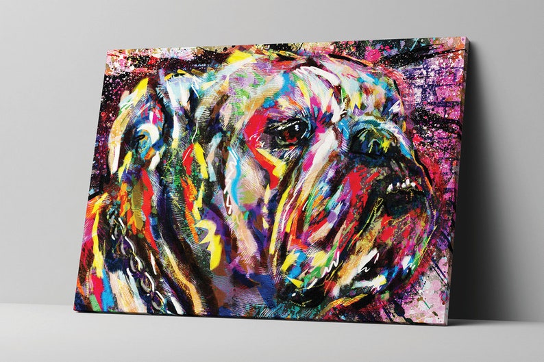 Bulldog Art Bulldog Canvas English Bulldog Painting | Etsy