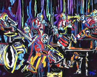 Jazz Art, Jazz Band Canvas, Jazz Club Painting - Etsy