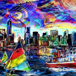 Impressão artística do horizonte de Nova York, arte do horizonte, arte de NY