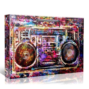Boombox Art, Music art, Radio Canvas, Stereo Painting