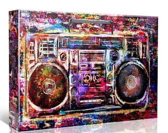 Boombox Art, Music art, Radio Canvas, Stereo Painting