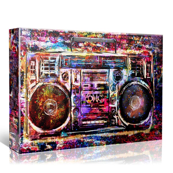 Boombox Art, Music art, Radio Canvas, Stereo Painting