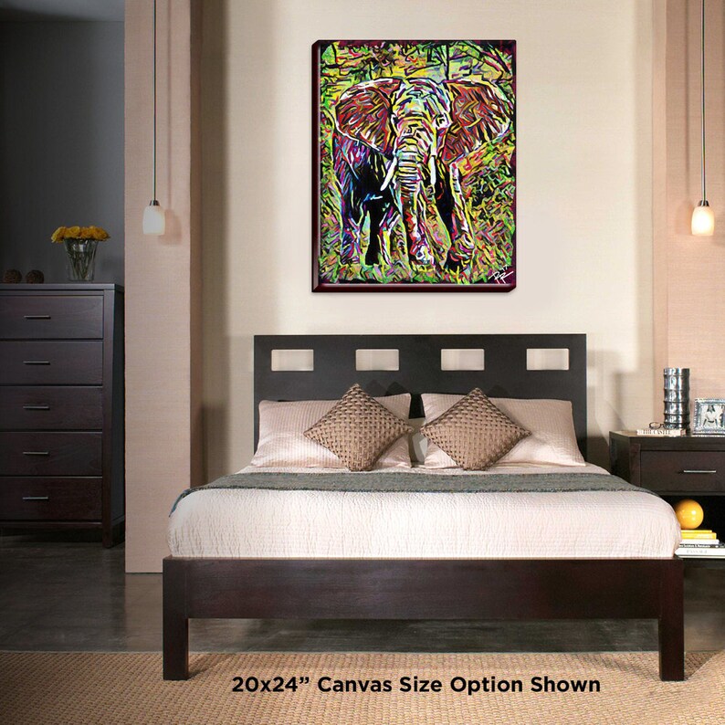 Jungle Canvas Tropical painting Elephant Art