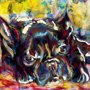 French Bulldog Art, Frenchie Art Print, Bulldog painting, Dog Painting, Pet Art