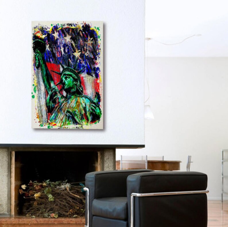 Statue of Liberty Canvas Art USA Canvas American Flag Etsy