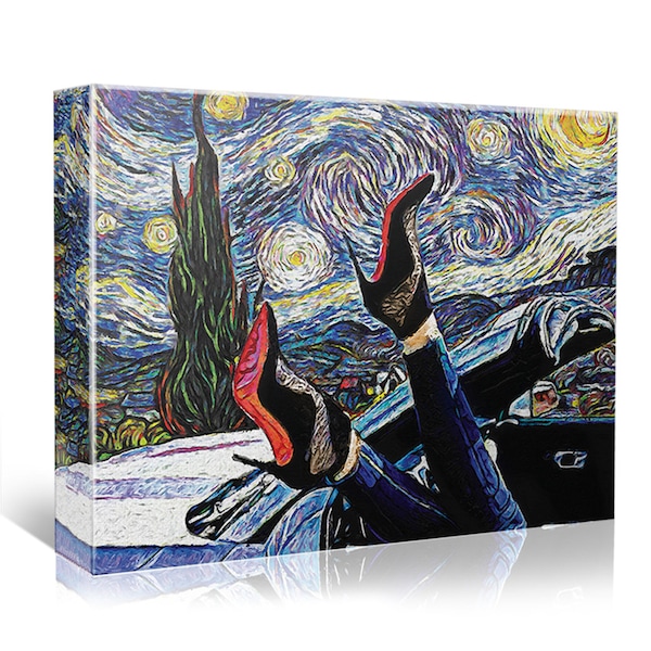 Van Gogh Art, Starry Night Canvas, Red Stilettos Painting, Female Painting