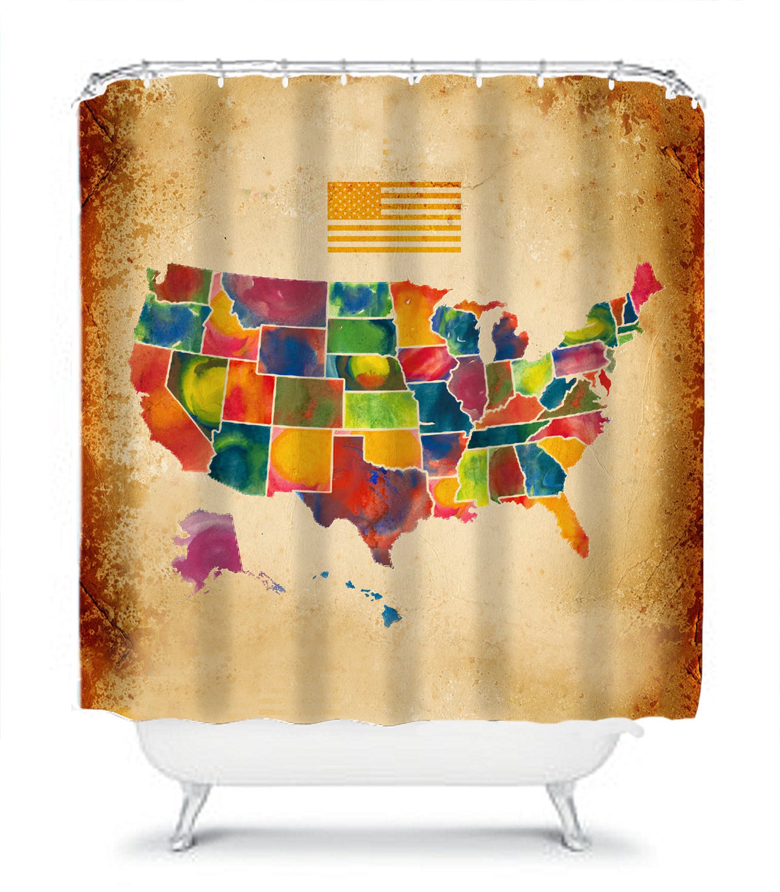United States Map Shower Curtain United States Bed and Bath Etsy