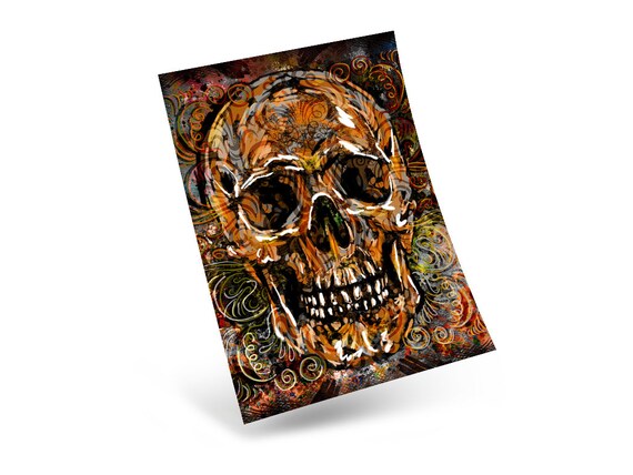 12x16 in Stretched Canvas Print Sugar Skull Tattoo Flash Lowbrow Sugar  Skull and Roses Tattoo Flash Art Print 