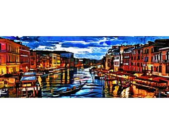 Venice Art Print, Grand Canal art, Colorful Italy Painting