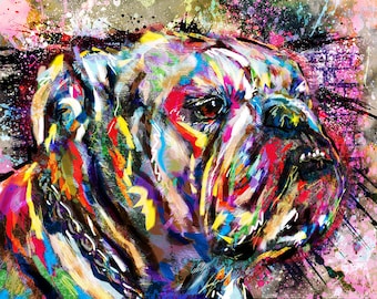 Bulldog Art, Dog Painting, Pet Art