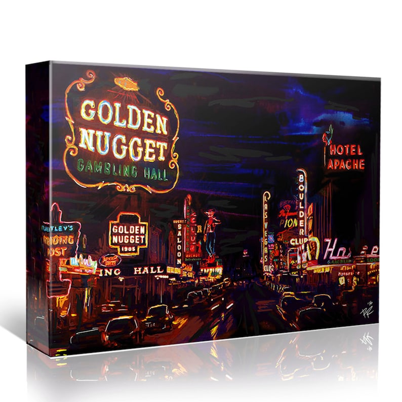 Vegas Painting Old Las Vegas Canvas Vintage Vegas Artwork Etsy