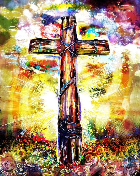 Christian Cross Art Print Cross Art Christian Painting - Etsy