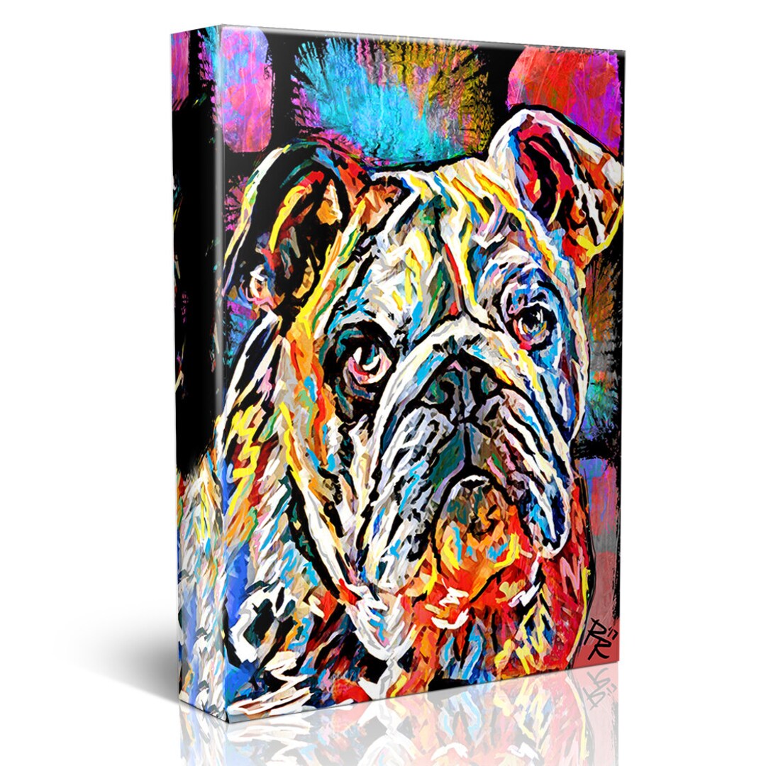 English Bulldog Painting Bulldog Canvas Print Pet Wall Art - Etsy